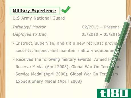 Image titled Add Military Experience to a Resume Step 6