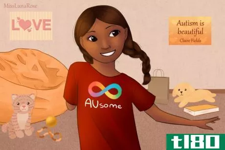 Image titled Cute Girl in Autism Neurodiversity Shirt 2.png