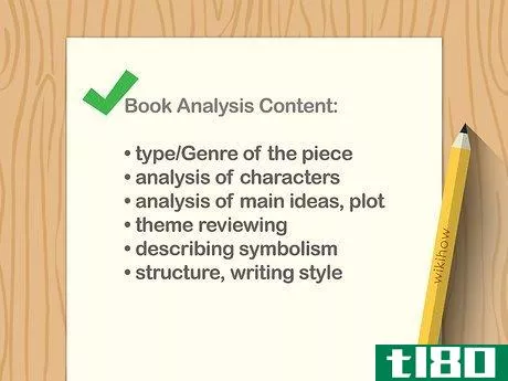 Image titled A list of what a book analysis should contain.