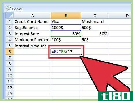 Image titled Calculate Credit Card Interest With Excel Step 4