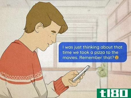 Image titled Man starting a conversation by sending a text that says “I was just thinking about that time we took a pizza to the movies. Remember that?”