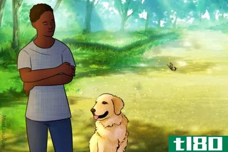 Image titled Person and Golden Retriever Take a Walk.png
