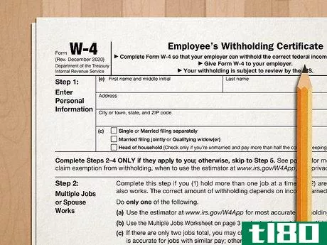 Image titled A federal and state employee withholding W-4 form.