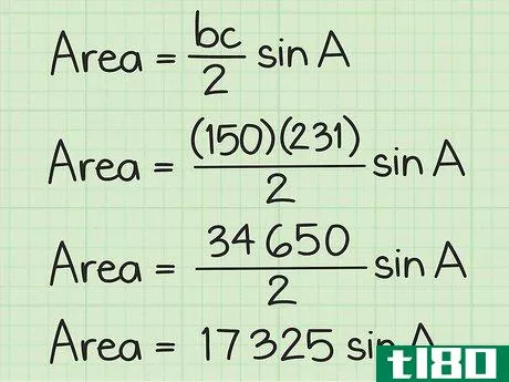 {\text{Area}}={\frac {(34,650)}{2}}\sin A