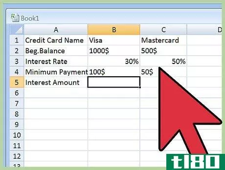 Image titled Calculate Credit Card Interest With Excel Step 3
