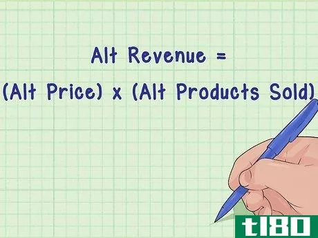{\text{Alt Revenue}}=({\text{Alt Price}})({\text{Alt Products Sold}})