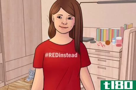 Image titled Cute Girl in REDinstead Shirt.png