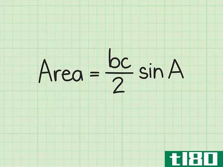 {\text{Area}}={\frac {bc}{2}}\sin A