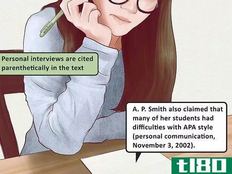Image titled Woman reading a personal interview transcipt with a personal interview citation example.