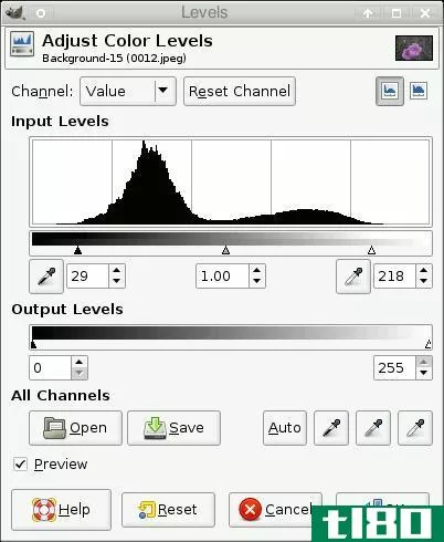 Image titled "Dead" spots in the histogram, to the left and right, are usually indicative of hazing.