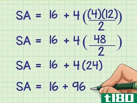 SA=16+4({\frac {(4)(12)}{2}})