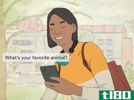 Image titled Woman smiling and texting an open-ended question.