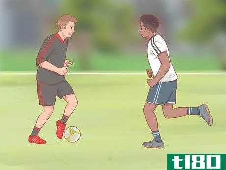 Image titled Dribble a Soccer Ball Past an Opponent Step 1