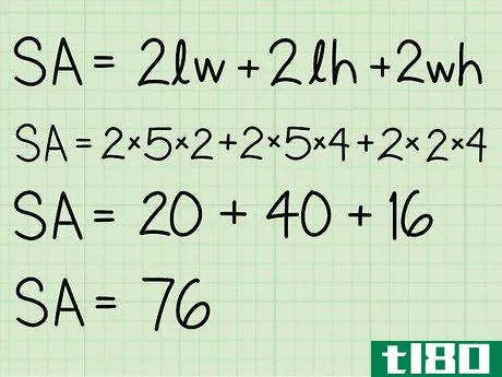SurfaceArea=2(5)(2)+2(5)(4)+2(2)(4)