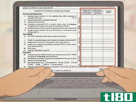 Image titled Fill Out a US 1040X Tax Return Step 8