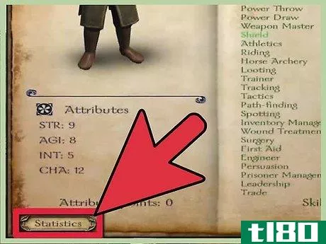 Image titled Increase Your Skills and Attributes in Mount and Blade Step 2