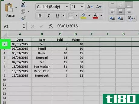 Image titled Insert Rows in Excel Using a Shortcut on PC or Mac Step 2