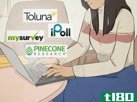 Image titled Woman researching different online surveys on her laptop.