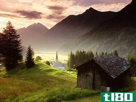 Image titled Tyrol,_Austria_ _Misty_Mountain_Village
