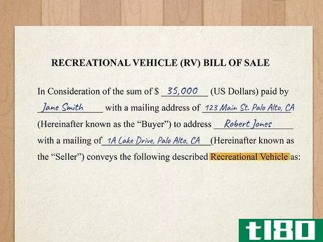 Image titled Write a Bill of Sale for an RV Step 3