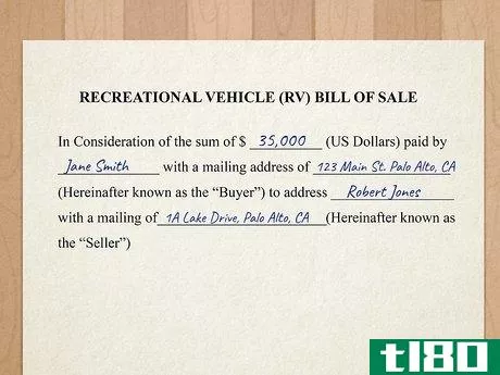 Image titled Write a Bill of Sale for an RV Step 2