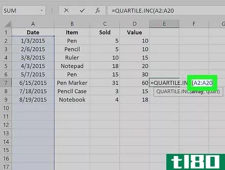 Image titled Calculate Quartiles in Excel Step 4