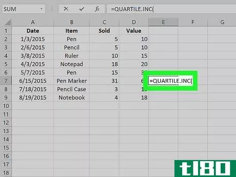 Image titled Calculate Quartiles in Excel Step 3