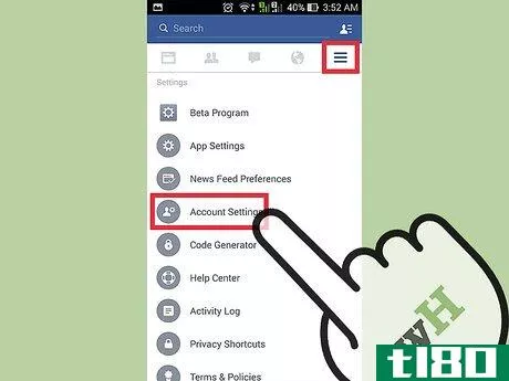 Image titled Change Facebook Password on Android Step 3