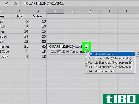 Image titled Calculate Quartiles in Excel Step 5