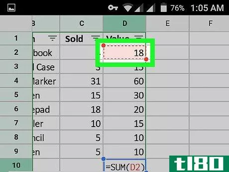 Image titled Total a Column on Google Sheets on Android Step 7