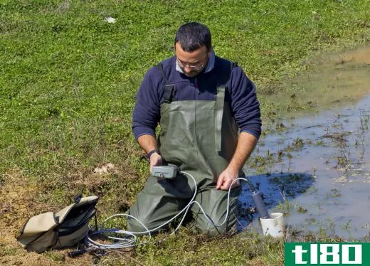 Environmental scientists use samples taken in the field to track air, water, and soil quality.