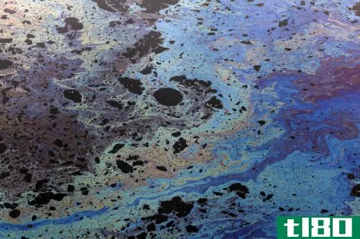Water that is polluted by an oil spill.