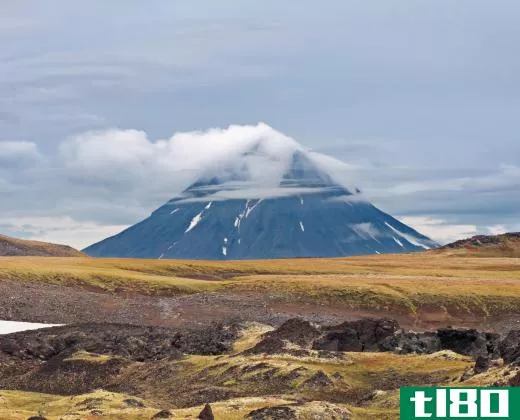 Volcanic islands have been formed due to plate tectonic movement.