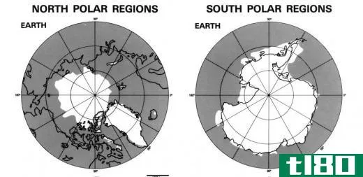 A map of the polar ice caps, which contain much of the Earth's fresh water.