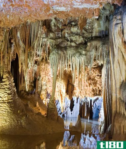 Stalactites are basically icicles of rock that form in moist cave environments.