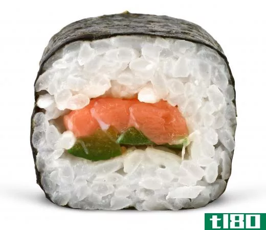 Sushi made with pink salmon.