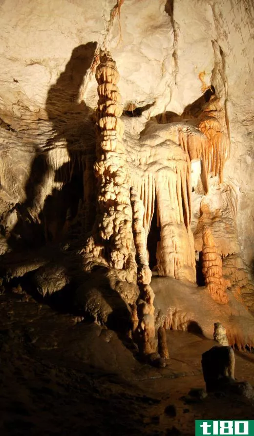 People should not touch stalagmites, else they could disrupt the deposition of mineral and halting their growth.