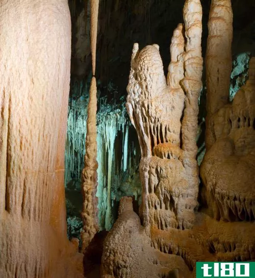 Along with stalactites, stalagmites are speleothems, or cave deposits that form slowly over hundreds of years.