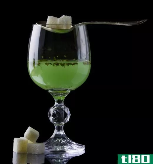 Chlorophyll gives absinthe its green color.