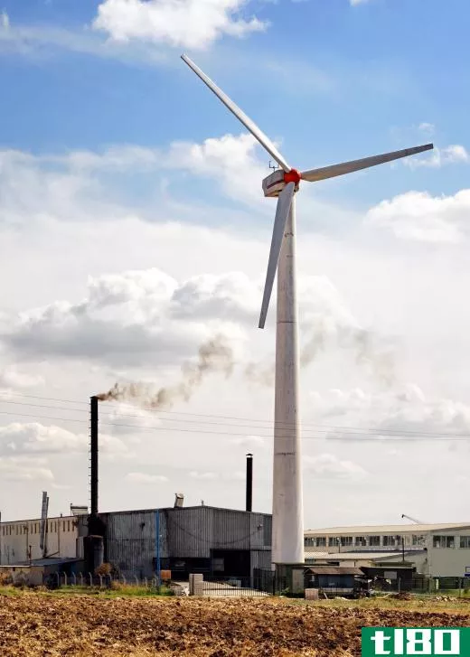 Wind turbines can be included in building projects to provide electricity.