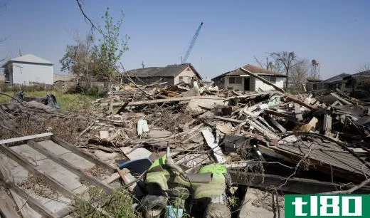Many homes in the Ninth Ward of New Orleans were destroyed during Hurricane Katrina. Katrina reached Category 5 on the Saffir-Simpson scale, but hit New Orleans as a Category 3 storm.