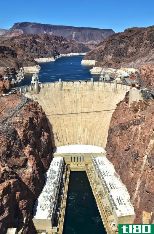 The Hoover Dam and Lake Mead are part of the Colorado River system.