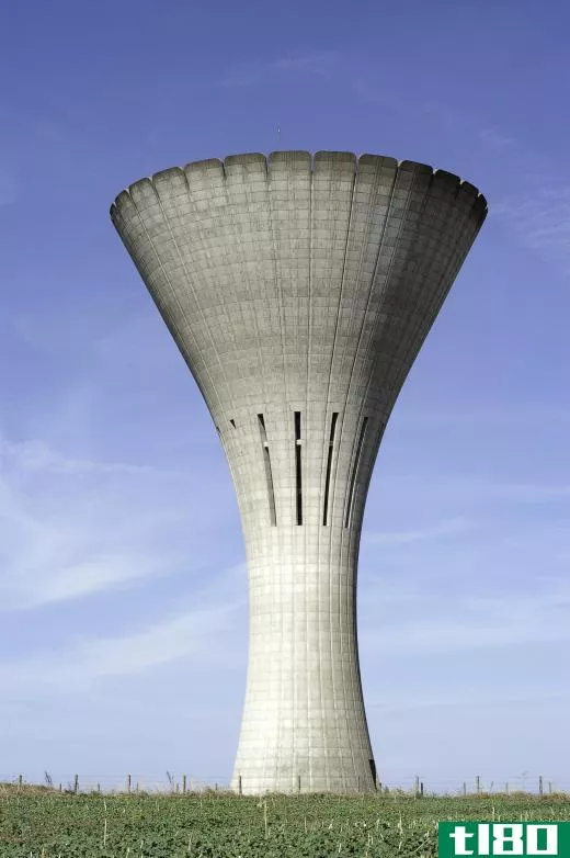 Water towers hold potable water supplies for communities.