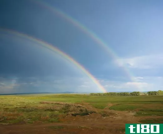 A double rainbow may form when light refracts twice.