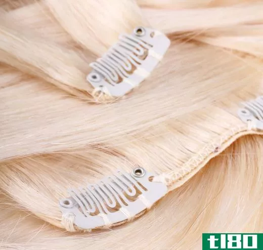 Blonde hair extensions.