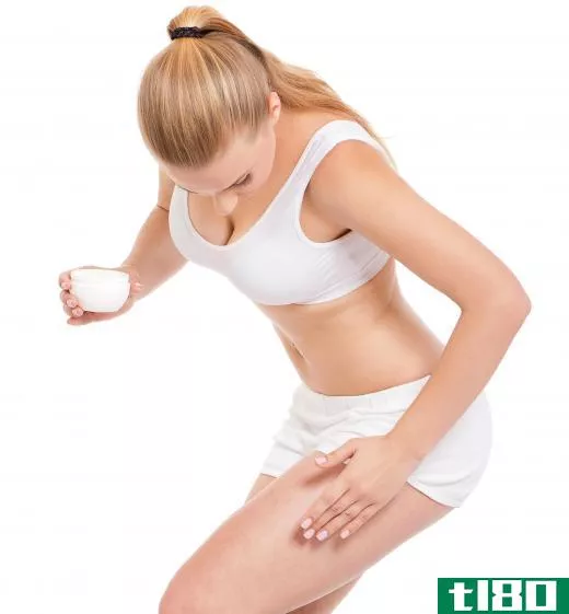 Toning cream is typically applied to the thighs to improve the skin's elasticity.