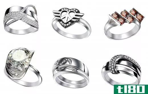 White gold rings, which often look better on people with cool skin tones.