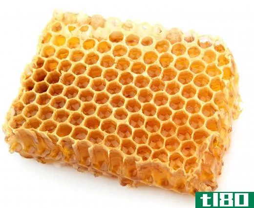 Piece of honeycomb, which contains beeswax.