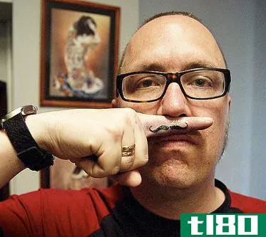 Mustache tattoos aren't always permanent, and can be applied using marker or temporary tattoo instead.