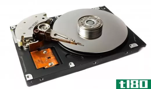 An internal hard drive with case removed.